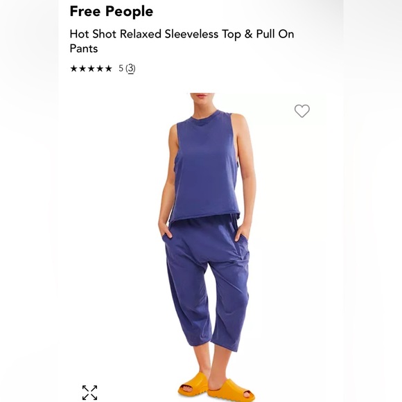 Free People Hot Shot Sleeveless Top & Pull On Pants LARGE. Color Atlantic. NWT. - Picture 2 of 7